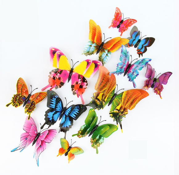 Наклейка «3D Бабочки», цветные 12 штук (1669)