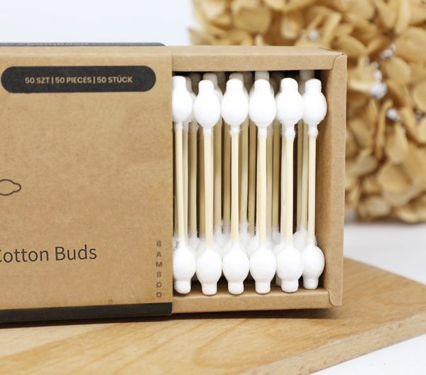 Бамбуковые ватные палочки для младенцев с ограничителем, упаковка 50шт (2034)