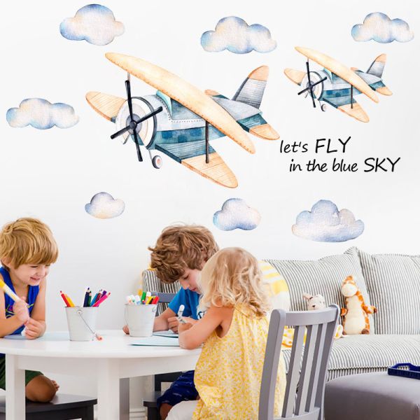 Наклейка многоразовая интерьерная "Два самолетика в небе" 64х60 см (2087)