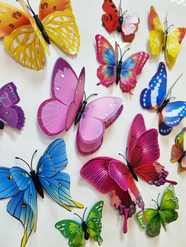 Наклейка «3D Бабочки», мультиколор 12 штук (2496)