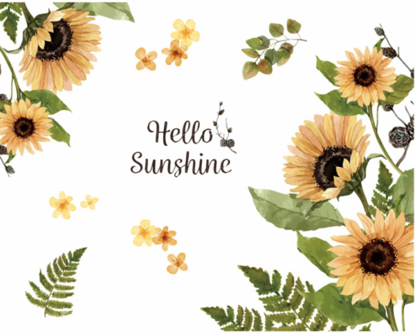 Наклейка многоразовая интерьерная 105*83 см "Hello Sunshine" подсолнухи (2653)