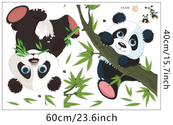 Наклейка многоразовая интерьерная 40*60 см "Маленькие панды", декор в комнату (2656)
