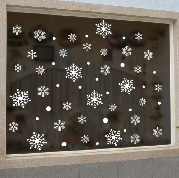 Наклейки на стекло «Снежинки» 44 эл. размер 45*60 см (2707)
