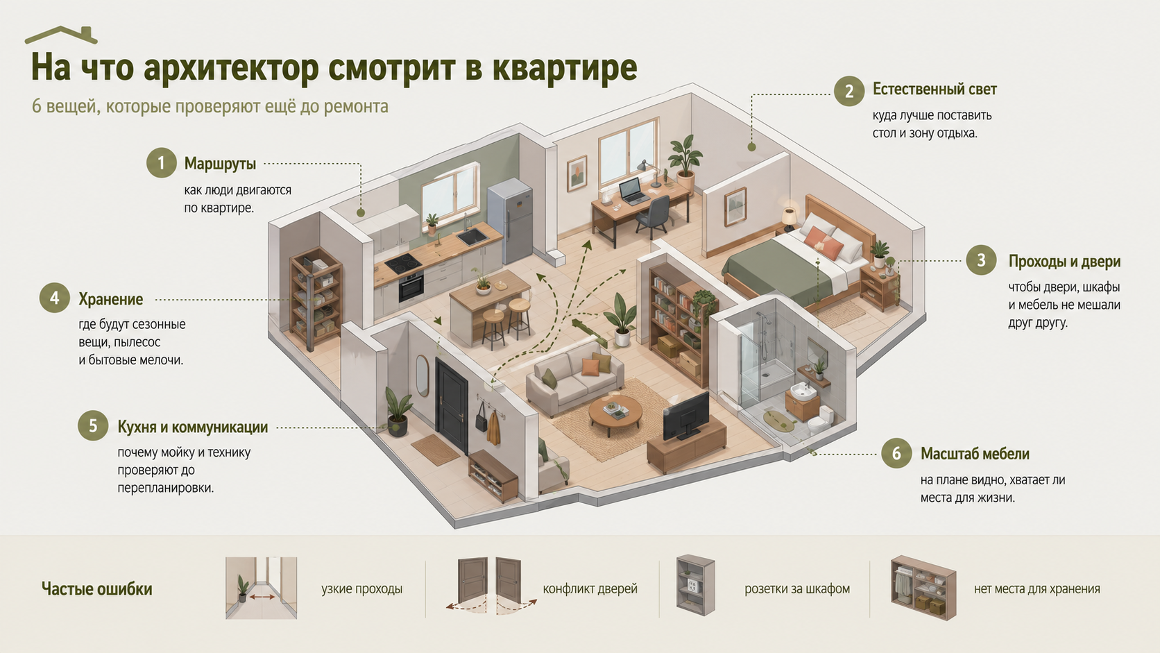 Какие ошибки начинающие архитекторы замечают в квартирах